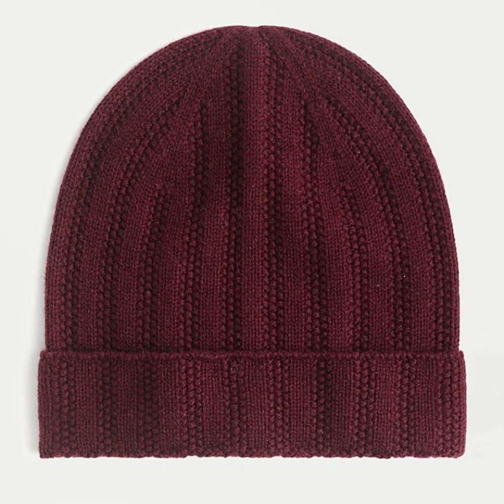 JCrew cashmere textured beanie